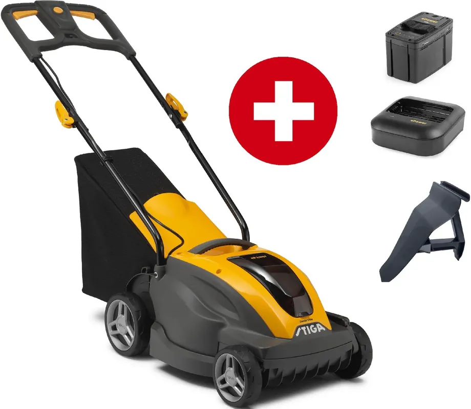 Sonderangebot Stiga Akku-Rasenmäher Combi 336e Kit mit 2 Ah Akku und Schnell-Ladegerät