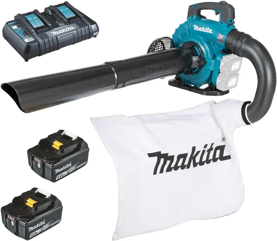 Beliebt Makita Akku-Laubbläser und -sauger DUB363PT2V mit 2 x 5 Ah Akku und Doppel-Ladegerät