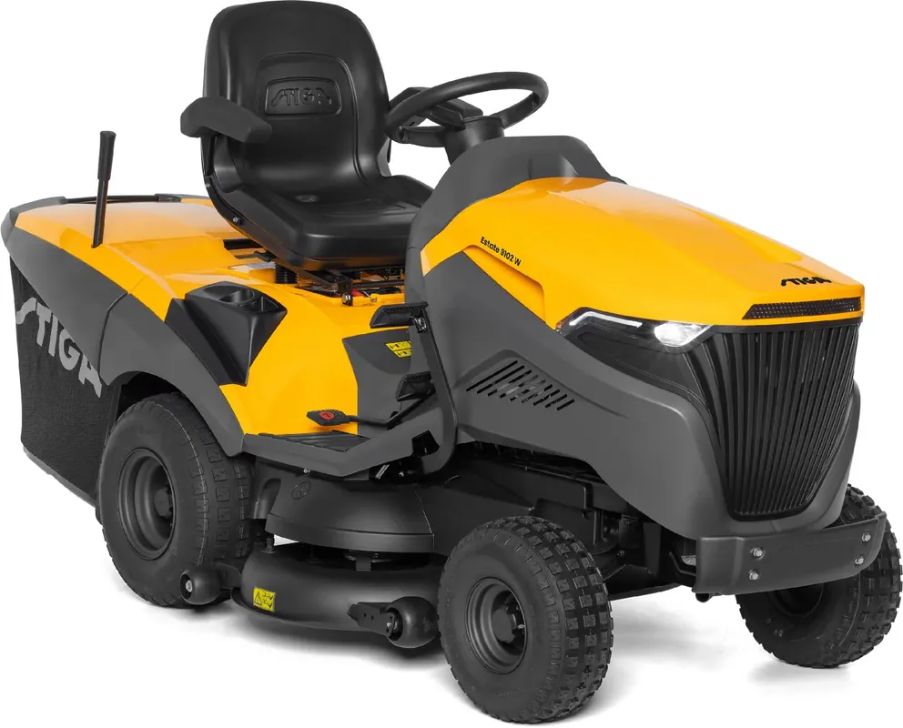 Stiga Rasentraktor Estate 9102 W mit Mulchstopfen, Anhängerkupplung und Ladegerät Heißes Angebot
