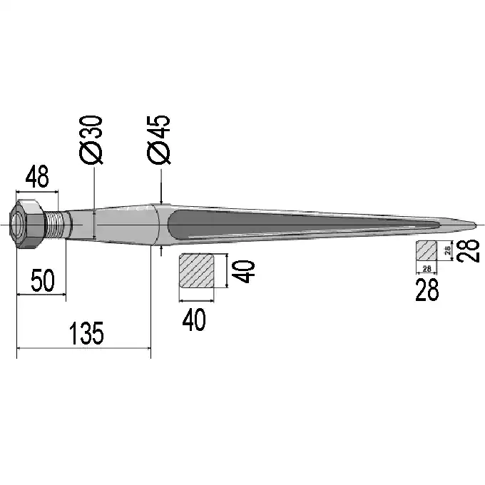 Frontlader-Schwerlastzinken p. f. Diverse 820 mm, gerade Preis Gesenkt