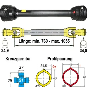 Nur Für Kurze Zeit Benzi "Energy" Gelenkwelle L04, Gabelweite 83 mm