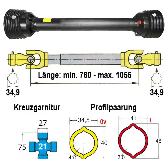Nur Für Kurze Zeit Benzi "Energy" Gelenkwelle L04, Gabelweite 83 mm