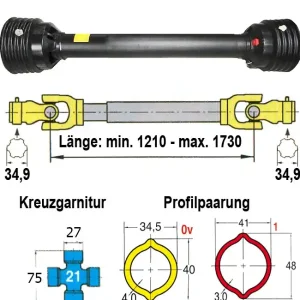 Benzi "Energy" Gelenkwelle L04, Gabelweite 83 mm Markenprodukt