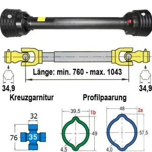 Benzi "Energy" Gelenkwelle L05, Gabelweite 90 mm Neu Im Sortiment