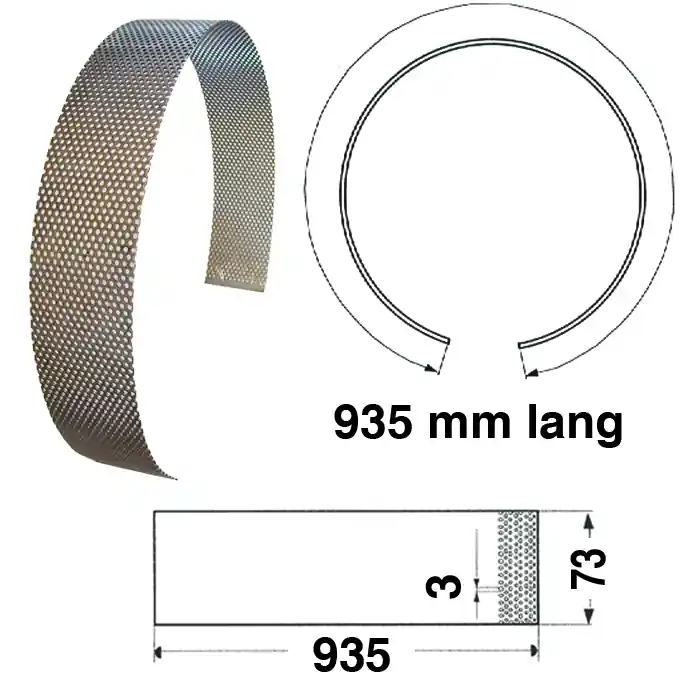 Garantierte Lieferung Mühlensieb 935 x 73 x Loch-Ø 3mm