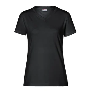 Schneller Versand Damen T-Shirt, V-Ausschnitt, schwarz, Gr. 3XL