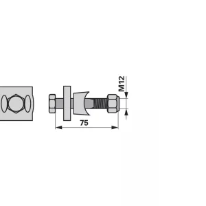 Befestigung p. f. Fella, M12 x 75 mm Abverkauf