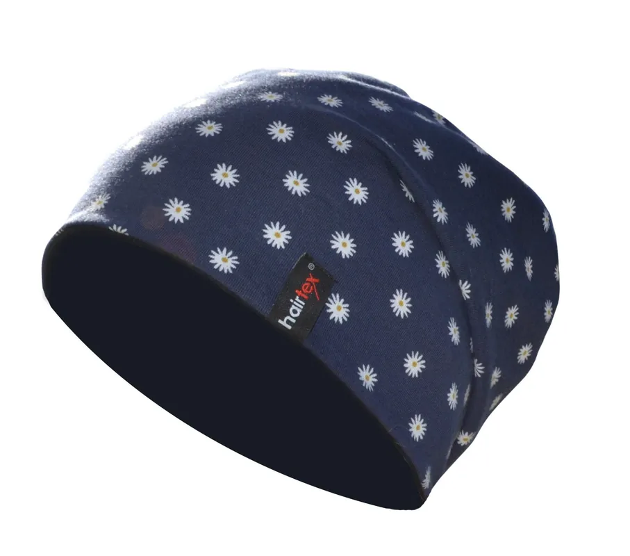 Stall-Beanie / Mütze, Unisex, Blümchen blau Direkt Vom Hersteller