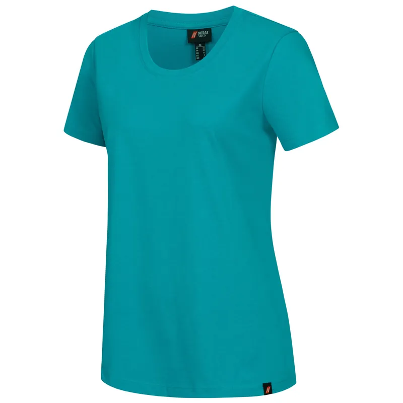 Damen T-Shirt mit Rundhals, Türkis, Gr. XL Abverkauf