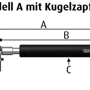 Gasdruckfeder, 500 mm lang, 150 N Meistverkauft