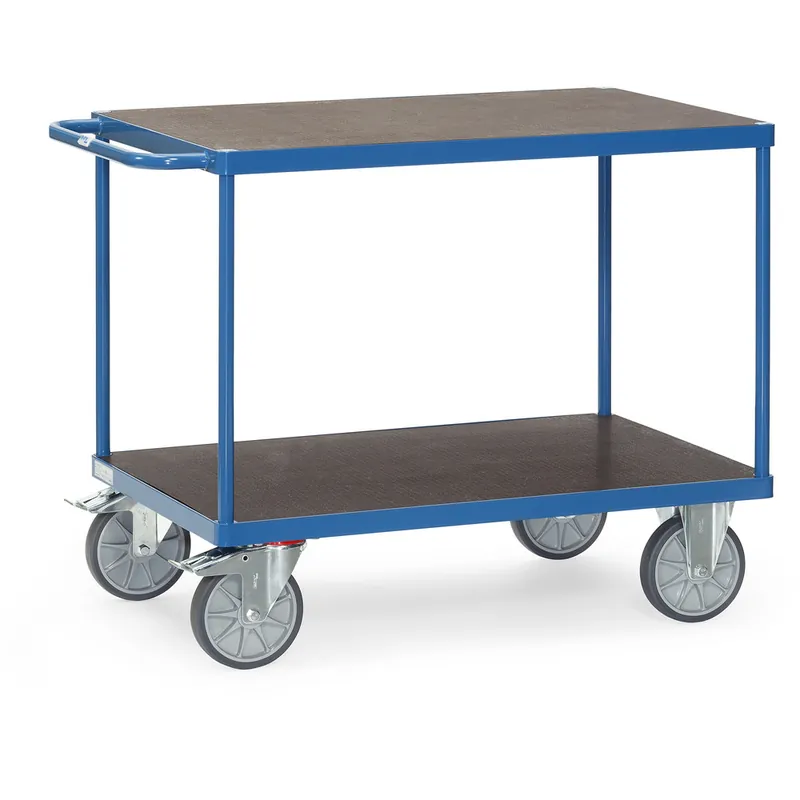 Preis Gesenkt fetra Tischwagen 2 Ladeflächen L1000xB700mm brillantblau, RAL 5007 Trgf.600 kg