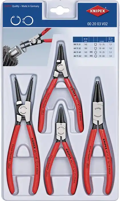 Versand Am Gleichen Tag Sicherungsringzangensatz 4-tlg.stabile Kunststoffverpackung 10-60mm KNIPEX