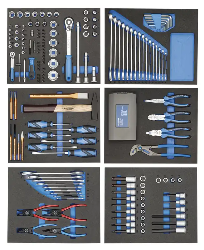 GEDORE Werkzeugsortiment in Check-Tool-Modulen 190-teilig Must-Have
