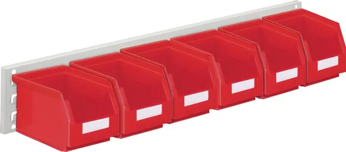 Sichtlagerkastenset H140xB920xT250mm Stahlblech/Polyethylen Ku.-besch.rot Knallerangebot