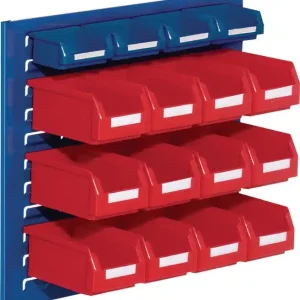 Top-Seller Sichtlagerkastenset H450xB500xT250mm Stahlblech/PE Ku.-beschichtung blau+rot