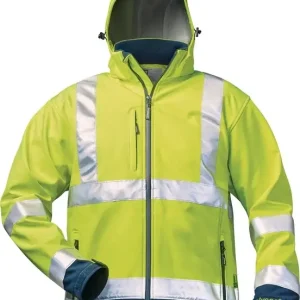 Warnschutz-Softshelljacke LIAM Gr.M fluoresz.gelb/marine ELYSEE Billig