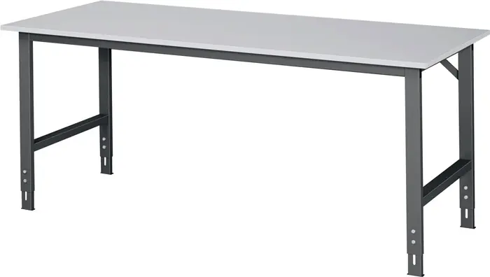 Werktisch Tom B2000xT800xH760-1080mm Arbeitsplatte Melamin Gestell anthrazitgrau Preiswert