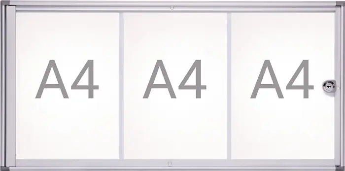 Kracherpreis Schaukasten 3xA4 B710xH351mm abgeschrägte Ecken f.Innenber.MAUL