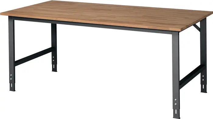 Werktisch Tom B2000xT1000xH760-1080mm Arbeitsplatte Buche Gestell anthrazitgrau Neu Im Sortiment