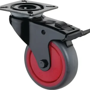Top-Seller Lenkrolle m.Festst.D.50mm Trgf.50kg m.Platte m.Festst.Gum.grau BS ROLLEN