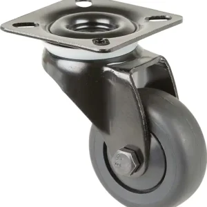 Echt Lenkrolle D.50mm Trgf.50kg m.Platte Kugell.Gum.schwarz BS ROLLEN
