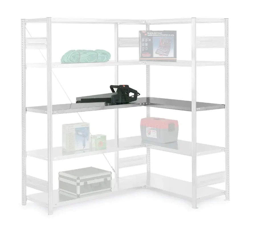 hofe Zusatz-Fachebene zum Eckregal (=2 Fachböden mit Montagematerial) - RAL7035 Lichtgrau - 1000x400mm Abverkauf
