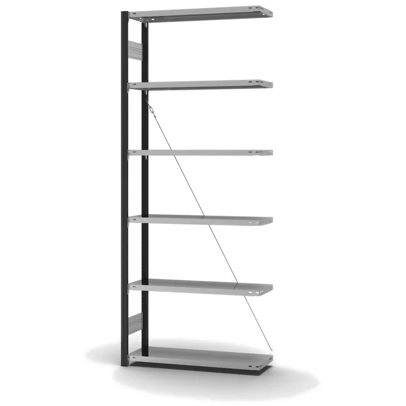 hofe Anbau-Fachbodenregal für Einseitige Nutzung - Stecksystem ORION PLUS - Fachlast 150 kg - H2500 B1000 T300 mm - Profile RAL7016 anthrazitgrau - Böden verzinkt Jetzt Bestellen