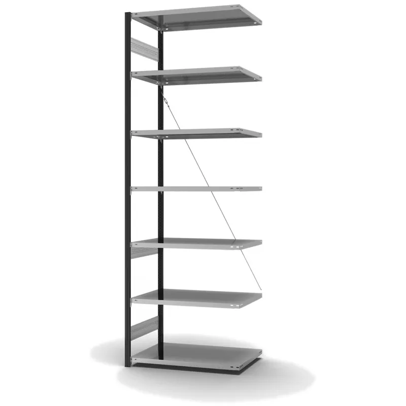 Highlight hofe Anbau-Fachbodenregal für Einseitige Nutzung - Stecksystem ORION PLUS - Fachlast 140 kg - H3000 B1000 T600 mm - Profile RAL7016 anthrazitgrau - Böden verzinkt
