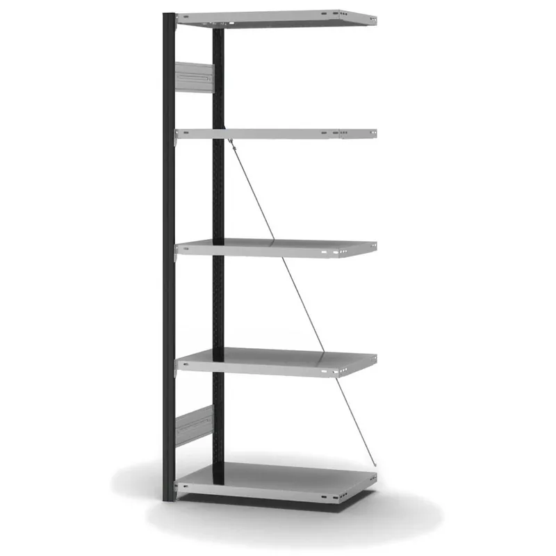 hofe Anbau-Fachbodenregal für Einseitige Nutzung - Stecksystem ORION PLUS - Fachlast 145 kg - H2000 B750 T400 mm - Profile RAL7016 anthrazitgrau - Böden verzinkt Direktkauf