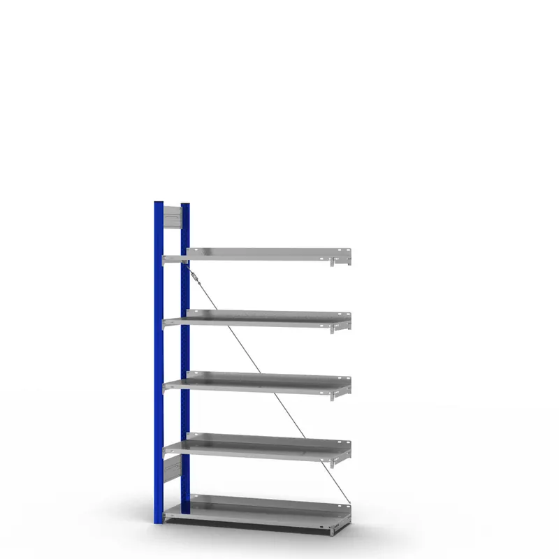 hofe Akten-Anbauregal für Einseitige Nutzung - Stecksystem ORION PLUS - 1000x300mm 1750mm Profil enzianblau RAL5010 + Boden verzinkt Expressversand