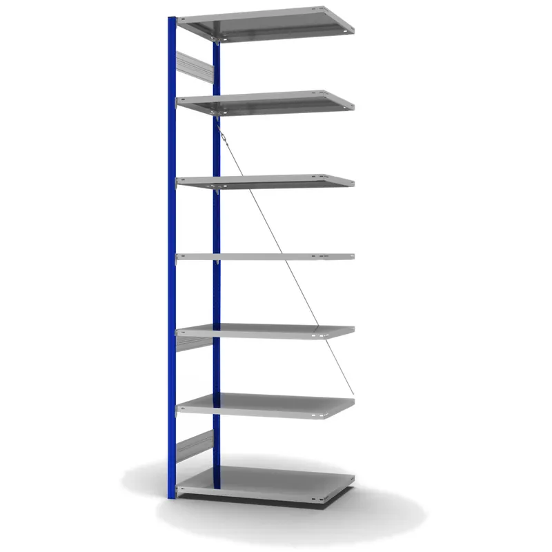 hofe Anbau-Fachbodenregal für Einseitige Nutzung - Stecksystem ORION PLUS - Fachlast 140 kg - H3000 B1000 T600 mm - Profile RAL5010 enzianblau - Böden verzinkt Schnäppchen