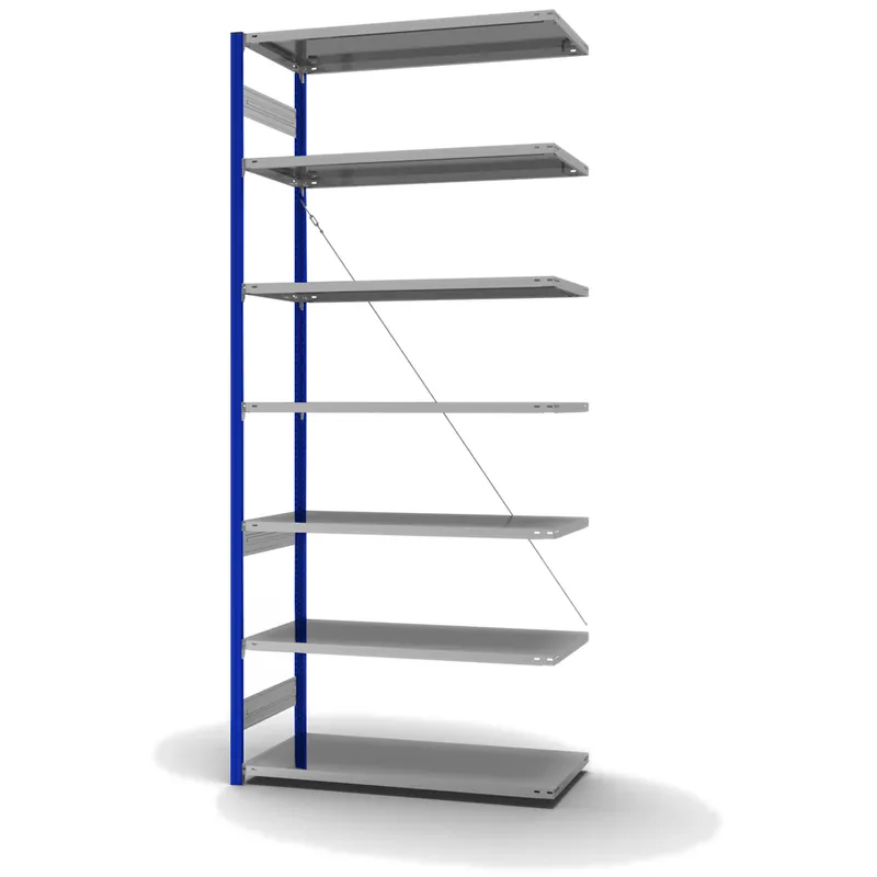 Top-Angebot hofe Anbau-Fachbodenregal für Einseitige Nutzung - Stecksystem ORION PLUS - Fachlast 190 kg - H3000 B1300 T600 mm - Profile RAL5010 enzianblau - Böden verzinkt