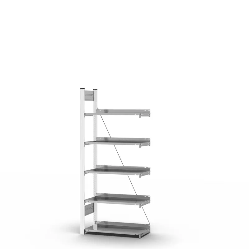 hofe Akten-Anbauregal für Einseitige Nutzung - Stecksystem ORION PLUS - 750x300mm 1750mm Profil verkehrsweiß RAL9016 + Boden verzinkt Meistverkauft