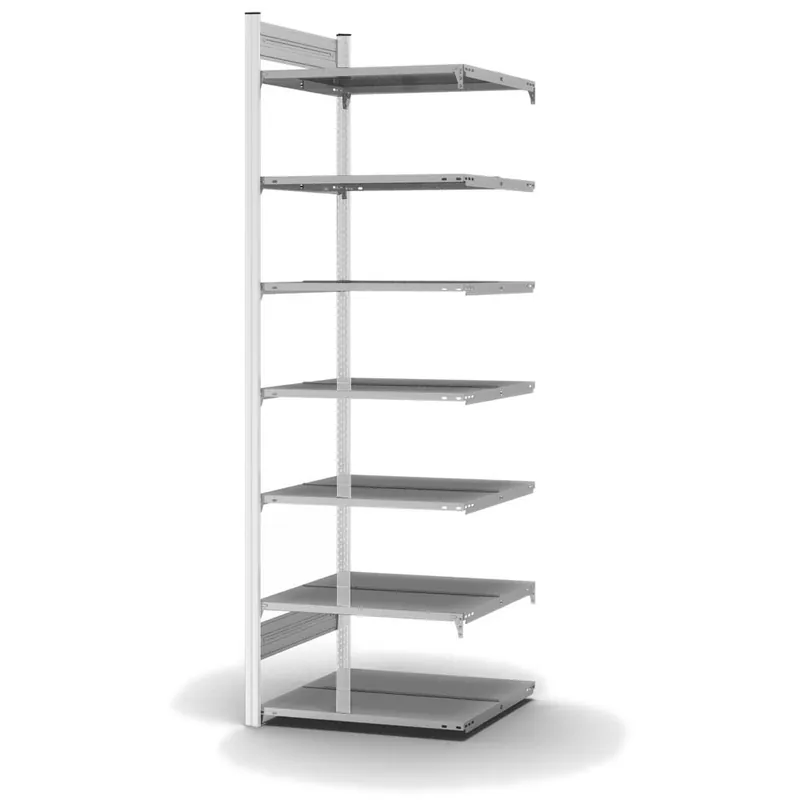 Letzte Chance hofe Akten-Anbauregal für Zweiseitige Nutzung - Stecksystem ORION PLUS - 750x600mm 2350mm Profil verkehrsweiß RAL9016 + Boden verzinkt