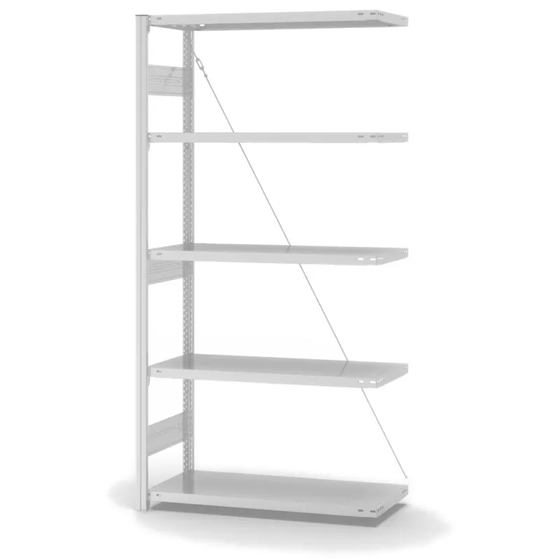 hofe Anbau-Fachbodenregal für Einseitige Nutzung - Stecksystem ORION PLUS - Fachlast 315 kg - H2000 B1000 T400 mm - RAL7035 Lichtgrau Schneller Versand