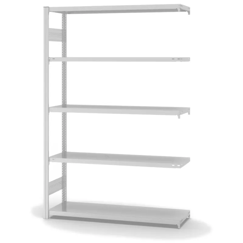 Mega-Angebot hofe Anbau-Fachbodenregal für Beidseitige Nutzung - Stecksystem ORION PLUS - Fachlast 215 kg - H2000 B1300 T400 mm - RAL7035 Lichtgrau
