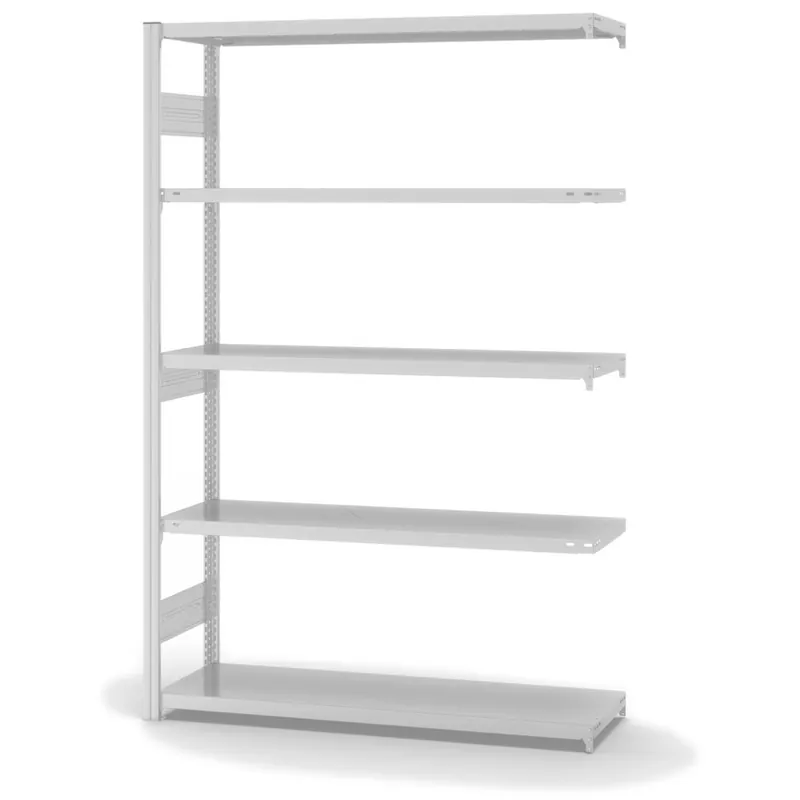 Wochenendangebot hofe Anbau-Fachbodenregal für Beidseitige Nutzung - Stecksystem ORION PLUS - Fachlast 315 kg - H2000 B1300 T400 mm - RAL7035 Lichtgrau
