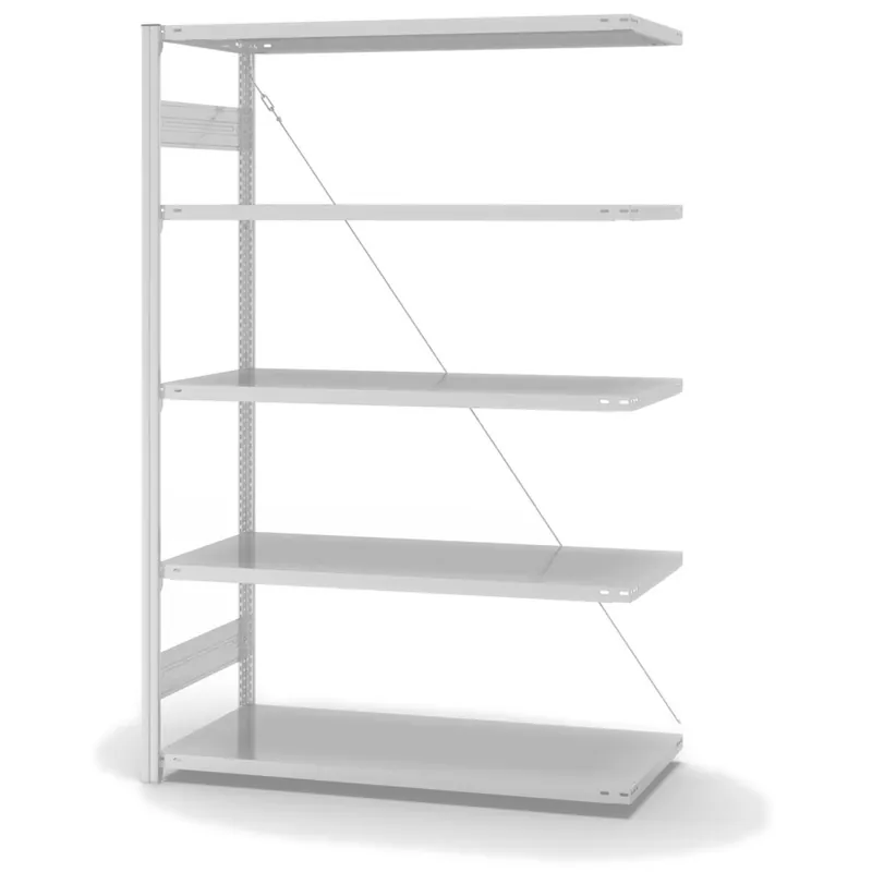 Schneller Versand hofe Anbau-Fachbodenregal für Einseitige Nutzung - Stecksystem ORION PLUS - Fachlast 240 kg - H2000 B1300 T600 mm - RAL7035 Lichtgrau