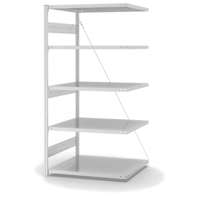 Preis Gesenkt hofe Anbau-Fachbodenregal für Einseitige Nutzung - Stecksystem ORION PLUS - Fachlast 330 kg - H2000 B1000 T800 mm - RAL7035 Lichtgrau
