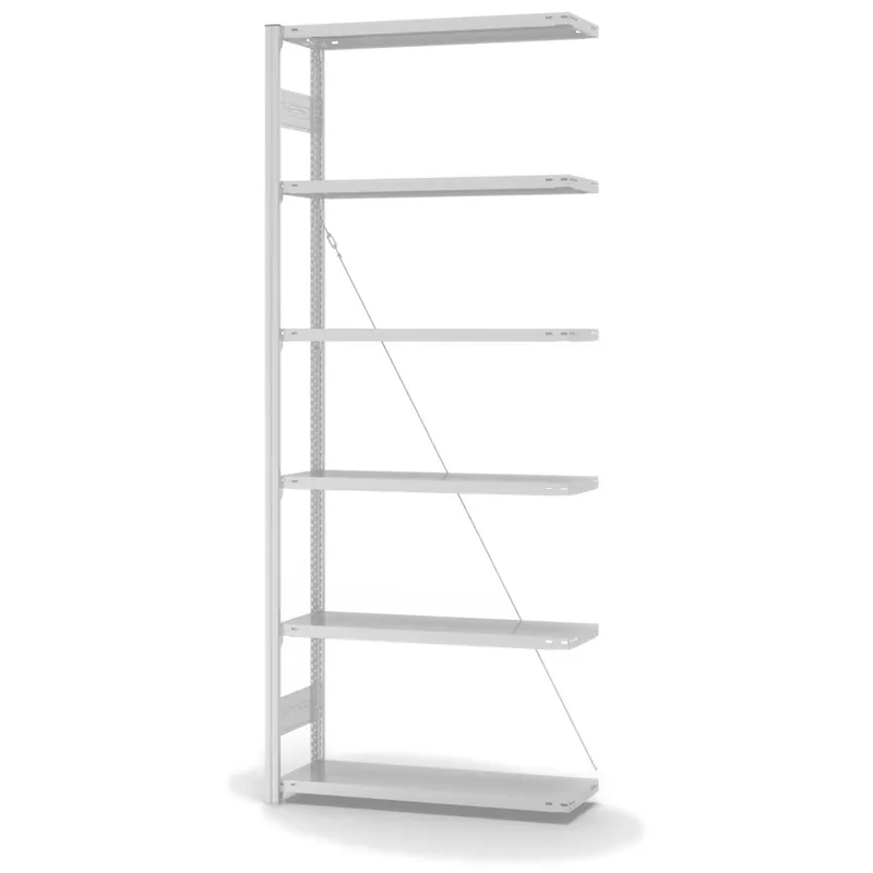 hofe Anbau-Fachbodenregal für Einseitige Nutzung - Stecksystem ORION PLUS - Fachlast 150 kg - H2500 B1000 T300 mm - RAL7035 Lichtgrau Sofort Bestellen