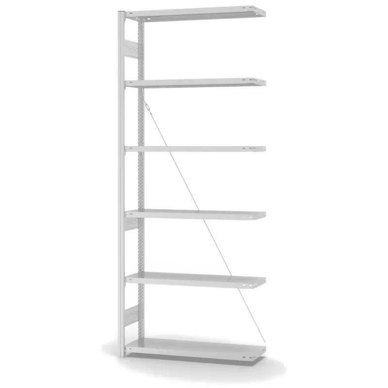 Markenware hofe Anbau-Fachbodenregal für Einseitige Nutzung - Stecksystem ORION PLUS - Fachlast 220 kg - H2500 B1000 T300 mm - RAL7035 Lichtgrau