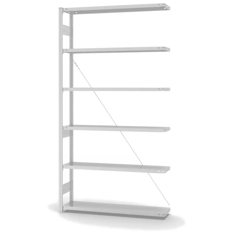 hofe Anbau-Fachbodenregal für Einseitige Nutzung - Stecksystem ORION PLUS - Fachlast 200 kg - H2500 B1300 T300 mm - RAL7035 Lichtgrau Aktuell