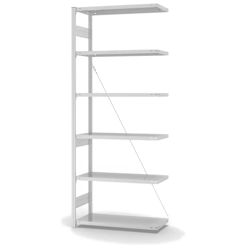 hofe Anbau-Fachbodenregal für Einseitige Nutzung - Stecksystem ORION PLUS - Fachlast 315 kg - H2500 B1000 T400 mm - RAL7035 Lichtgrau Schneller Versand