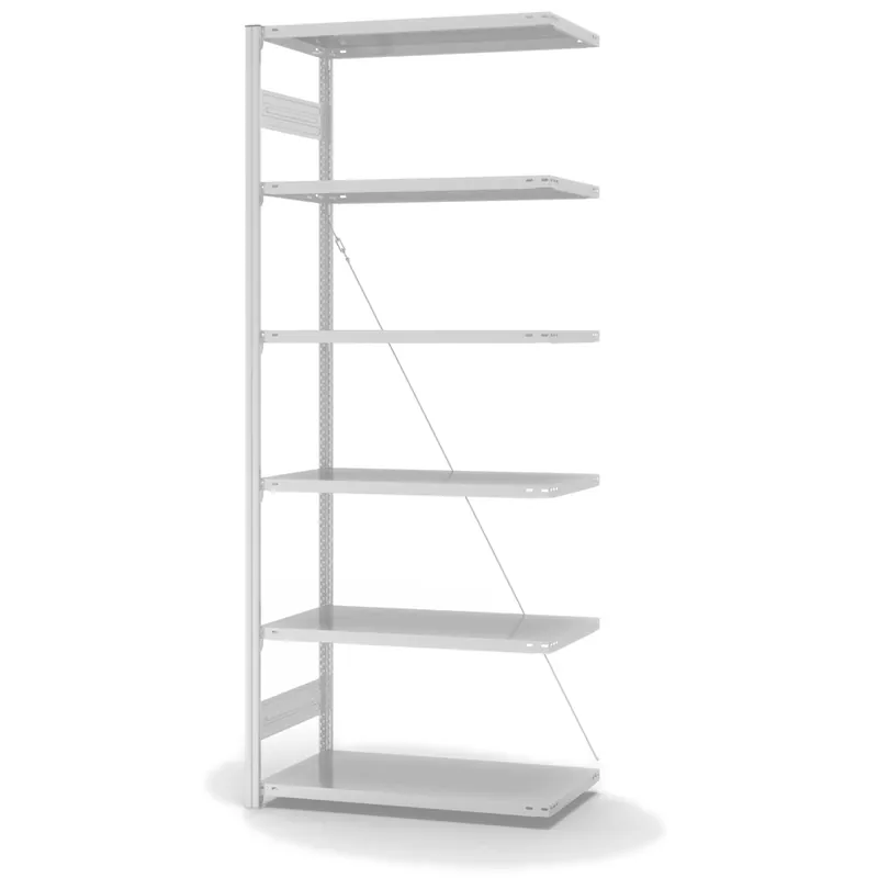 hofe Anbau-Fachbodenregal für Einseitige Nutzung - Stecksystem ORION PLUS - Fachlast 140 kg - H2500 B1000 T500 mm - RAL7035 Lichtgrau Sofort Bestellen