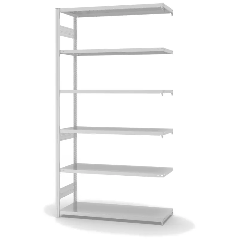 Sale hofe Anbau-Fachbodenregal für Beidseitige Nutzung - Stecksystem ORION PLUS - Fachlast 330 kg - H2500 B1300 T500 mm - RAL7035 Lichtgrau