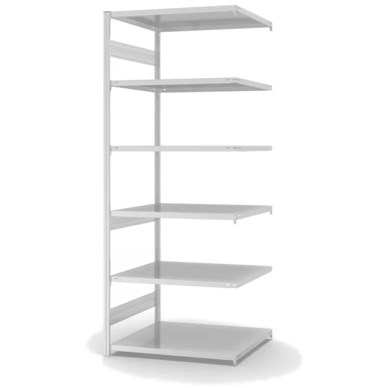 Heißes Angebot hofe Anbau-Fachbodenregal für Beidseitige Nutzung - Stecksystem ORION PLUS - Fachlast 230 kg - H2500 B1000 T800 mm - RAL7035 Lichtgrau