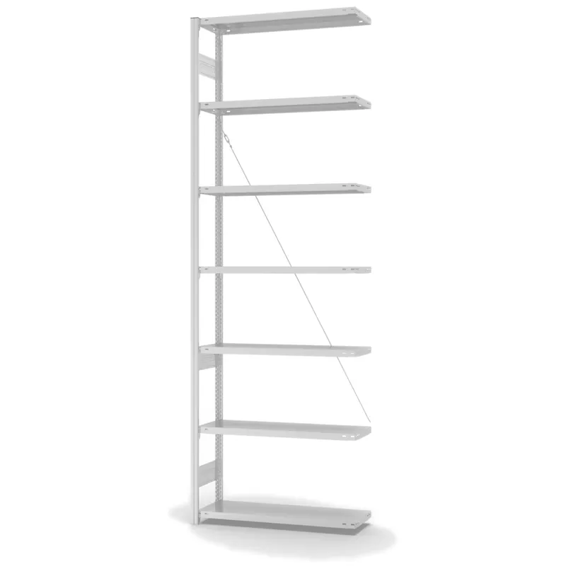 hofe Anbau-Fachbodenregal für Einseitige Nutzung - Stecksystem ORION PLUS - Fachlast 150 kg - H3000 B1000 T300 mm - RAL7035 Lichtgrau Must-Have