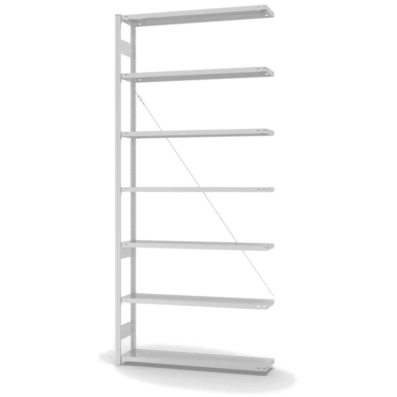 Aktuell hofe Anbau-Fachbodenregal für Einseitige Nutzung - Stecksystem ORION PLUS - Fachlast 200 kg - H3000 B1300 T300 mm - RAL7035 Lichtgrau