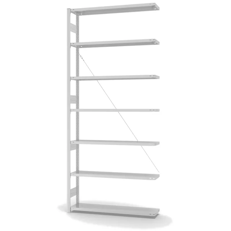 Letzte Chance hofe Anbau-Fachbodenregal für Einseitige Nutzung - Stecksystem ORION PLUS - Fachlast 300 kg - H3000 B1300 T300 mm - RAL7035 Lichtgrau