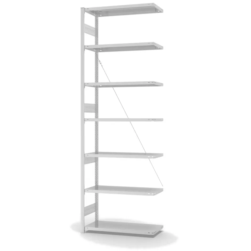 Aktuell hofe Anbau-Fachbodenregal für Einseitige Nutzung - Stecksystem ORION PLUS - Fachlast 315 kg - H3000 B1000 T400 mm - RAL7035 Lichtgrau